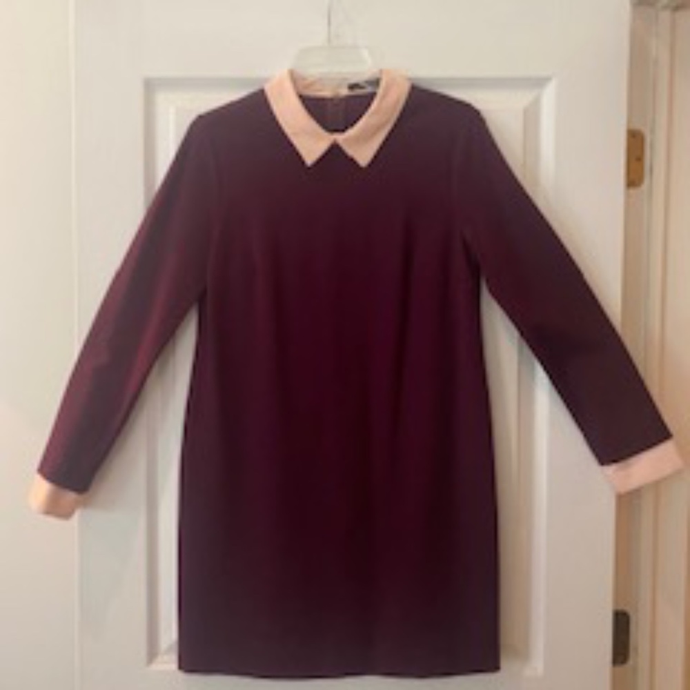 Cynthia Steffe burgundy dress with collar and jeweled cuff size 8
